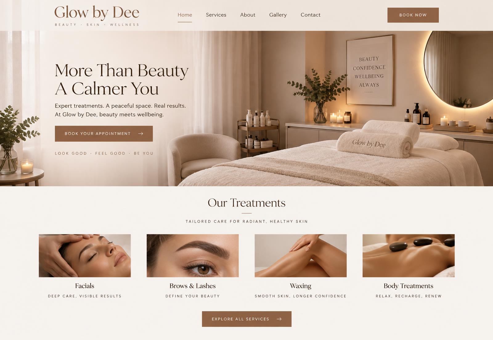 Glow by Dee website concept. Replace with a screenshot of the live site